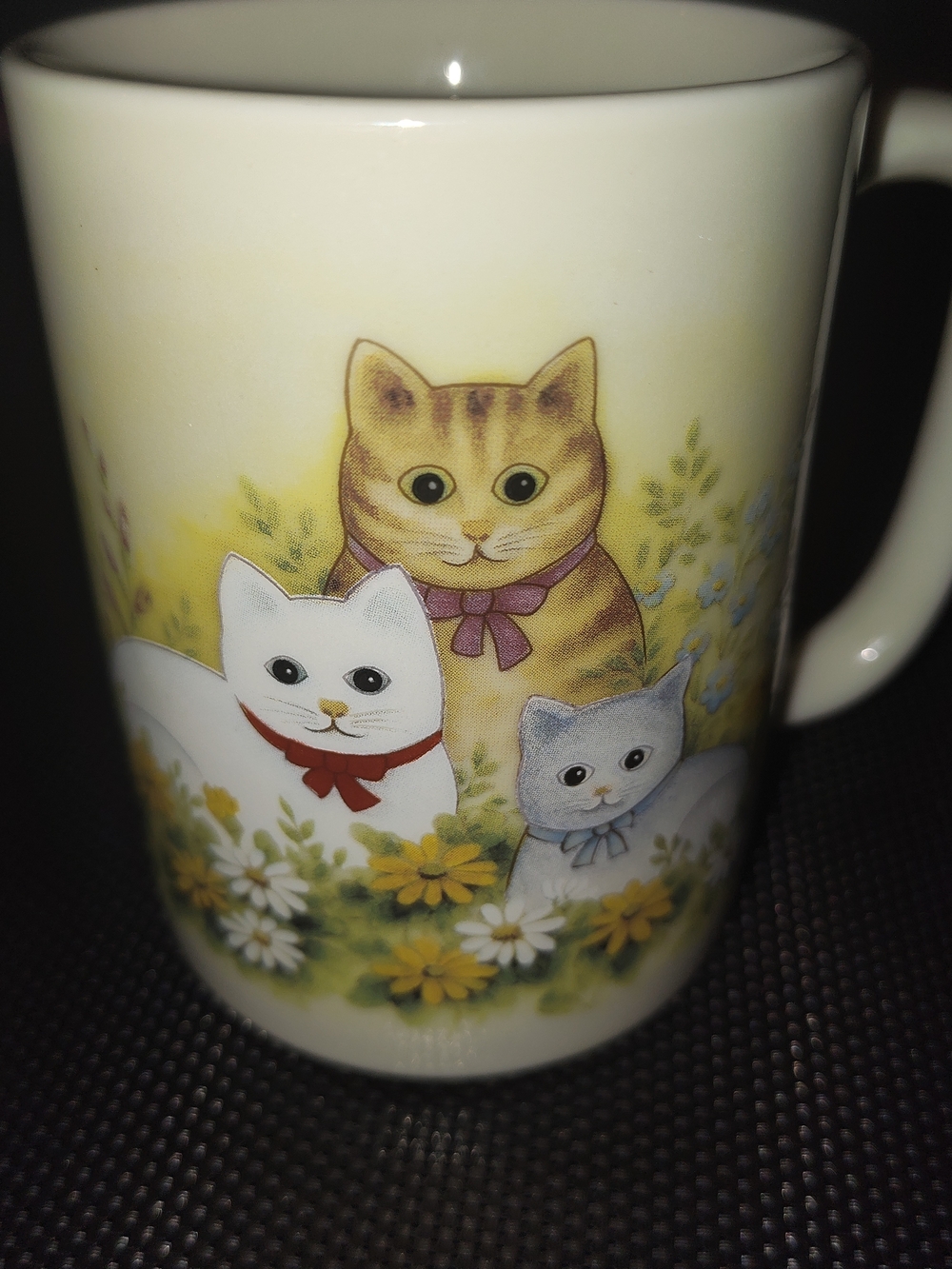 Oragiri Ceramic Cat Mug with Yellow Floral Illustration